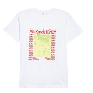 NEW ROKIT Milk & Honey White Graphic Tee Size M